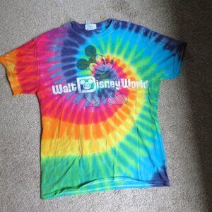 Mickey Mouse Rainbow Tie Dye Disney World Parks Tshirt. Size Medium
